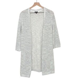 J.Jill Wearever Collection Cardigan Open Front Loose Knit Longline Cotton Blend